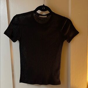 Zara Black Textured Knit Top